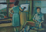 Ressam G�ng�r ARIBAL G�ner ARIBAL �n porte �al��mas�nda 1958